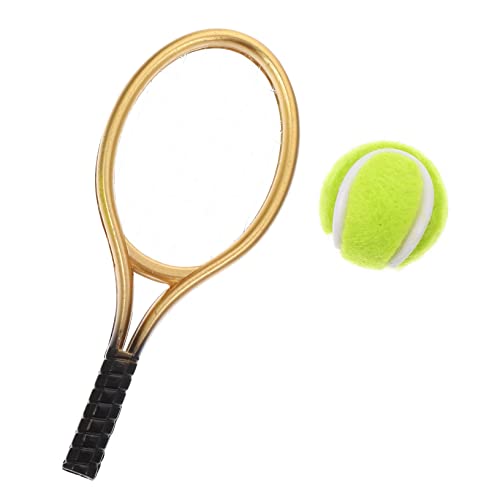 ABOOFAN Set Mini Racchette Da Tennis Miniature Con Pallina Decorazione Per Casa Delle Bambole e Giocattolo Per Accessori Per Mini Scenari e Gioco Indoor/Outdoor