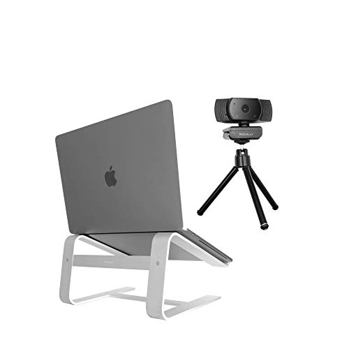Macally Aluminum Laptop Stand and a 1080P Webcam with Microphone and Tripod, Amazing MacBook Accessories