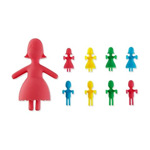 True Zoo Betty 1 Wine Bottle Stopper and 8 Wine Charms, Novelty Wine Gift Set, Silicone, Multicolor Cover