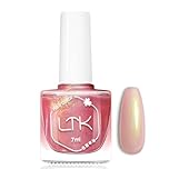 Pearl Glitter Nail Polish, Shine Pink Nail Varnish Iridescent Shimmer Mermaid Pastel Chrome Nails, Quick Dry Pearlescent Polish Natural Lustrous for DIY Manicure & Pedicure