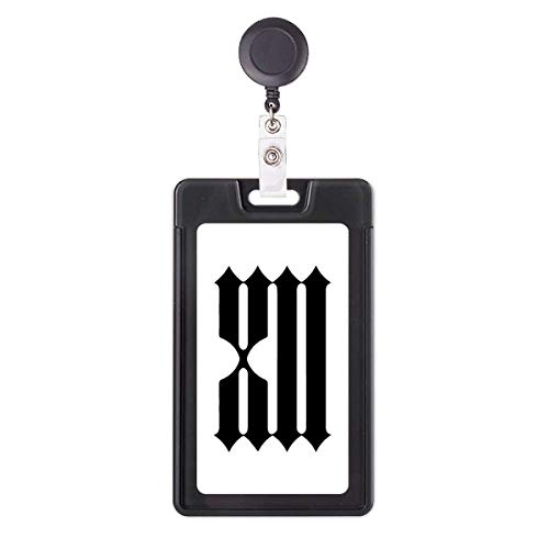 Enrouleur porte-badge noir chic aux 12 chiffres romains