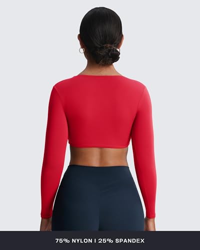 Image of Aoxjox Sienna Twist Deep V Training Women's Long Sleeve Crop Top