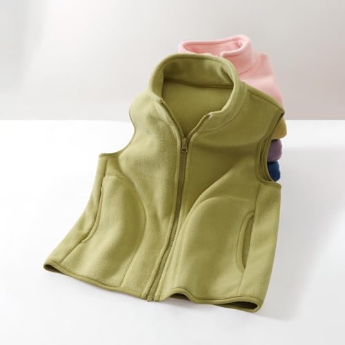 Boys Girls Polar Fleece Vest Jacket Full Zip up Ligntweight Plain Vest Cute Fashion Jacket with Pockets 1-15 Years4