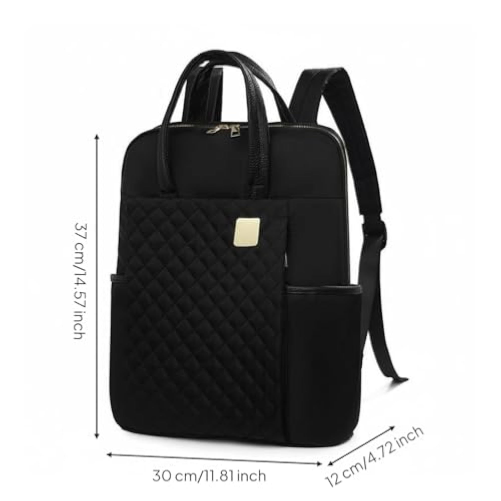 Women's Black Oxford Backpack, Large Capacity for School and Office