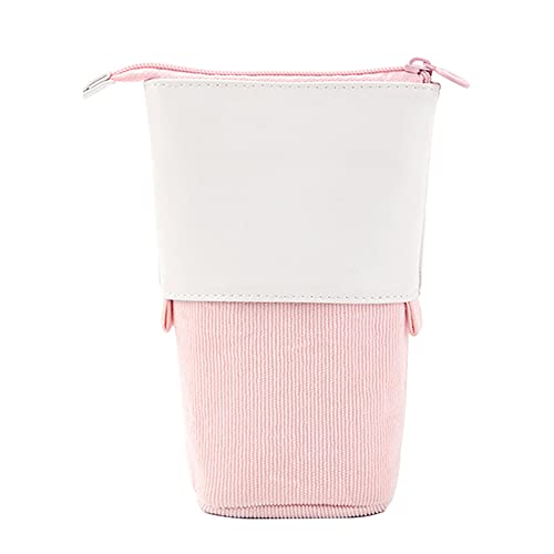 LOVECENTRAL Federmäppchen für Stifte, mit Katzenmotiv, niedlich, aus Leinen oder Cord, Kosmetiktasche, Schreibwaren-Tasche mit Reißverschluss für Kinder und Erwachsene (Rosa) Cover