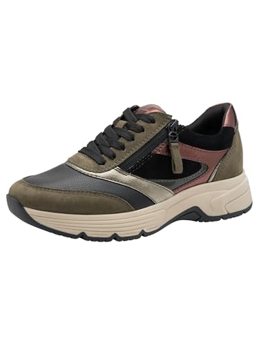 Tamaris Damen Wide FIT Sneaker aus Leder Hallux-Friendly, Olive Comb, 36 – Ansicht 1
