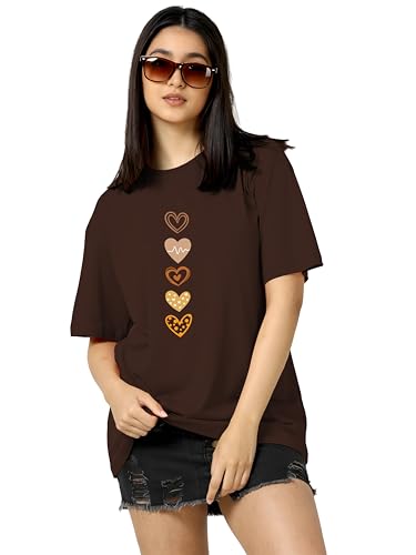 Image of TQH Women's Casual Printed Round Neck, Oversized Longline Drop Shoulder Boho Style T-Shirt