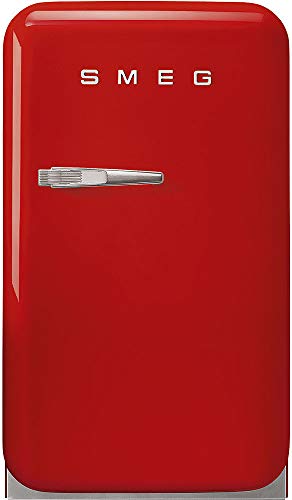 Image of Smeg FAB5 Retro Mini Fridge - 50s Style Compact Small Refrigerator, 1.2 cu ft, Automatic Defrost, LED Lighting, Adjustable Shelves- Made in Italy - Perfect for Home, Dorm, Office, Hotel -Red