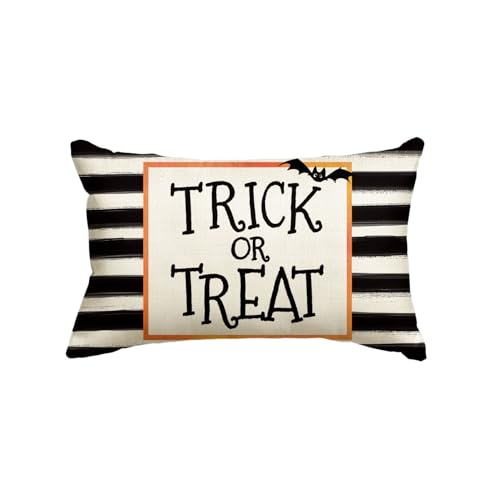 AVOIN Halloween Watercolor Stripes Trick or Treat Throw Pillow Co...