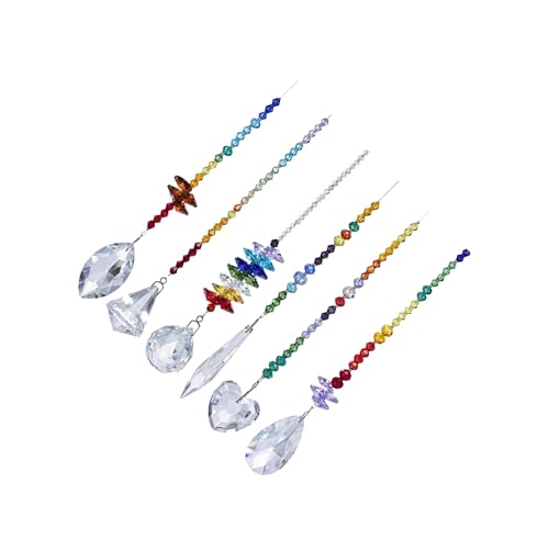 Colgantes para cumpleaños de cristal atrapasueños adornos luz multicolor interior 2
