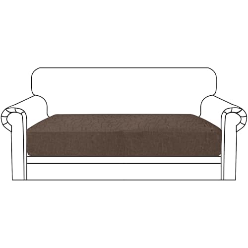 MAXIJIN Waterproof Sofa Seat Cushion Cover Jacquard Fabric Sofa Seat Cover Non-Slip Couch Seat Slipcover Protector with Elastic Bottom (Dark Brown