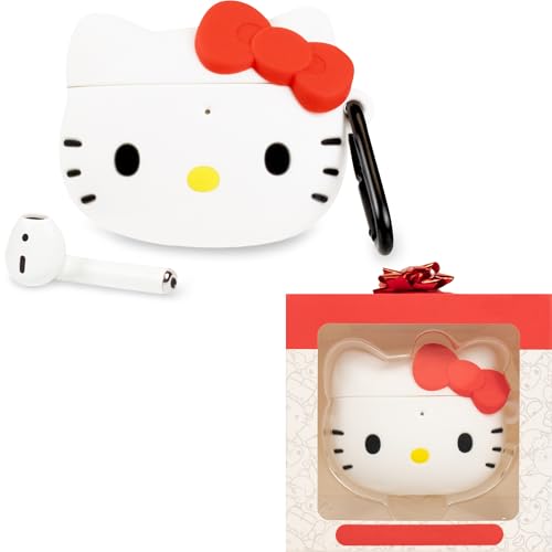 iFace Funda Protectora de Silicona Sanrio diseñada para AirPods 1/2 [Clip de mosquetón Incluido] [Compatible con Carga inalámbrica]   Hello Kitty