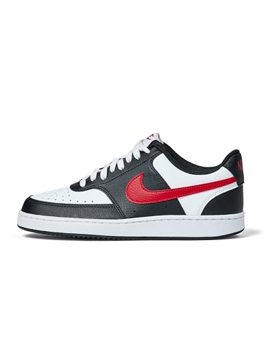 Nike Women's Court Vision Low Next Nature Shoes, Black/Gym Red-White, 8