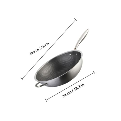 Wok de acero inoxidable con molde de panal y doble mango miniatura 2