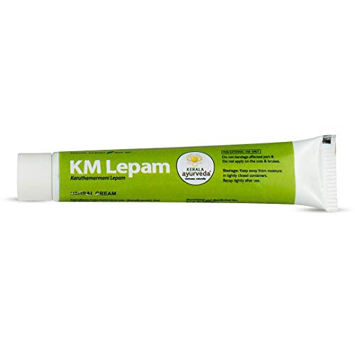 Kerala Ayurveda KM Lepam - 20 g | Headache Relief | Ayurvedic Remedy for Headache | Herbal Pain Relief | 100% Ayurvedic | With Sallaki, Aloe Vera, Kapoora, Original Beeswax | 20g