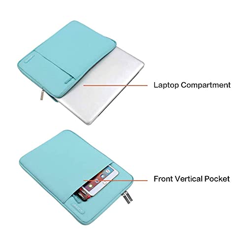 Image of MOSISO Laptop Case 13.3 inch, 13-13.3 inch Laptop Sleeve Compatible with MacBook Air /Pro 13 /Pro 14 M5 M4 M3 M2 M1, HP Dell ASUS Lenovo,Polyester Vertical Computer Sleeve Bag with Pocket, Turquoise