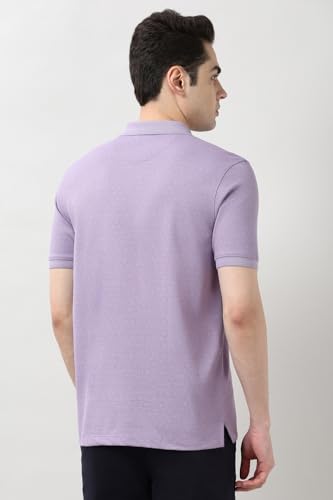 Image of Peter England Men's Cotton Maze Geometric Print Polo T-Shirt - Casual Wear | Modern & Stylish