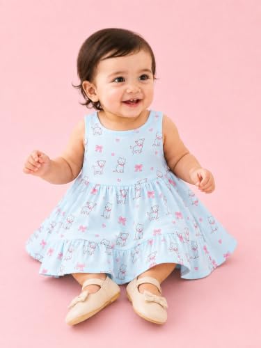 Image of Kidbea Bamboo Cotton Baby Girl Dress, Sleeveless Casual Wear Girls Frock