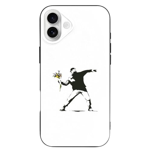 �o���N�V�[ Banksy �Ԃ��̂Ă鏭�N �ԓ��� iPhone16Plus�Ή��P�[�X �ϏՌ� TPU ���^ �A�C�t�H��16Plus�J�o�[ �y�� ���菝�h�~ �X�}�z�P�[�X �l�C �L�����N�^�[ Case