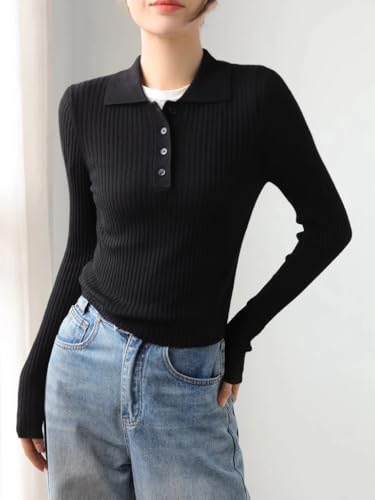 Women's Autumn and Winter Pullover Sweater Polos Collar Long Sleeve Women's Sweater4
