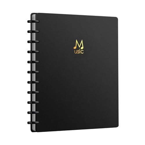 Masper Carpeta de partituras A4, carpeta negra de doble cara con 30 bolsillos, superficie no reflectante, organizador portátil de partituras musicales para anotaciones escritas a mano