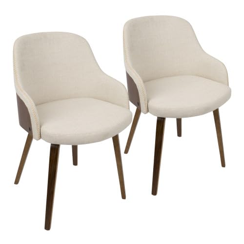 mid century modern dining chairs set of 2, accent lounge armchair, faux leather kitchen chairs with wooden legs & soft seating, ideal for dining room, cream (one chair only)