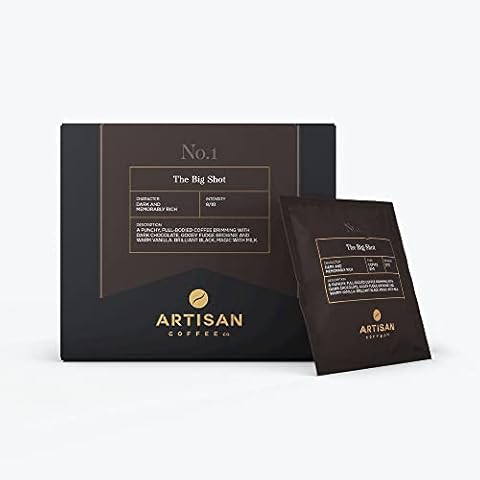 Artisan Coffee Co. The Big Shot Ground Filter Coffee | Dark Chocolate, Fudge and Vanilla Premium Specialty Coffee | Medium Roast, 8/10 Strength | 100% Arabica Quality Beans | 14 x 30g Sachets Cover