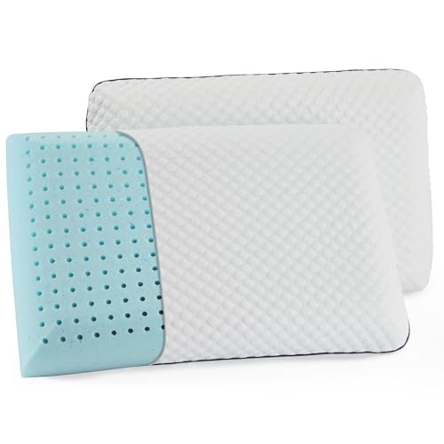 WEEKENDER Gel Memory Foam Pillow – Standard Size – 2-Pack – Medium Plush Feel – Neck & Shoulder Support – For Back, Side, & Stomach Sleepers – Home, Hotel, & Hospital Essentials