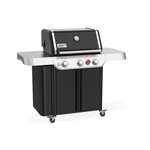 Image of Weber Genesis E-330 Liquid Propane Gas Grill for Outdoor Cooking, 3 Burners, Black - Porcelain-Enameled Cast-Iron Grates, PureBlu Burners & Sear Zone