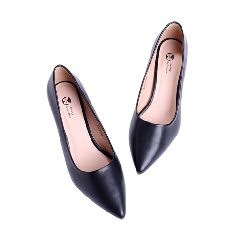 Utopiat Audrey Style Premium Black Leather Pumps Women Shoe