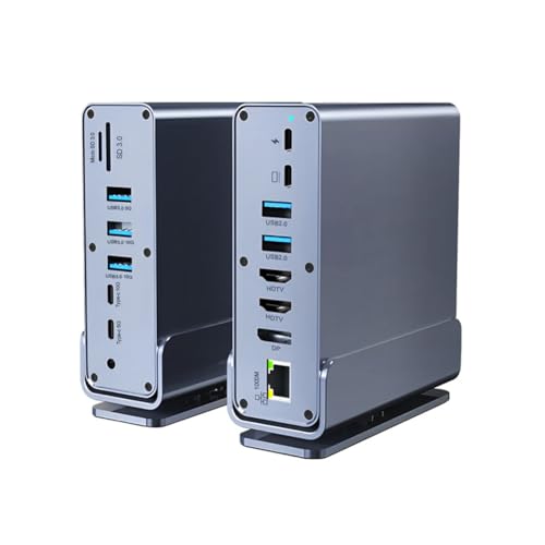 15-in-1 Docking Station, Triple Display 4K@60Hz, 100W PD Charging, USB-C Hub, Dual HDMI, DP Port, Gigabit Ethernet, Aluminium