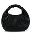 Pettata Chic Top Handle Bag for Women Small Ruched Hobo Handbag Black Soft Faux Leather Tote Bags Purse