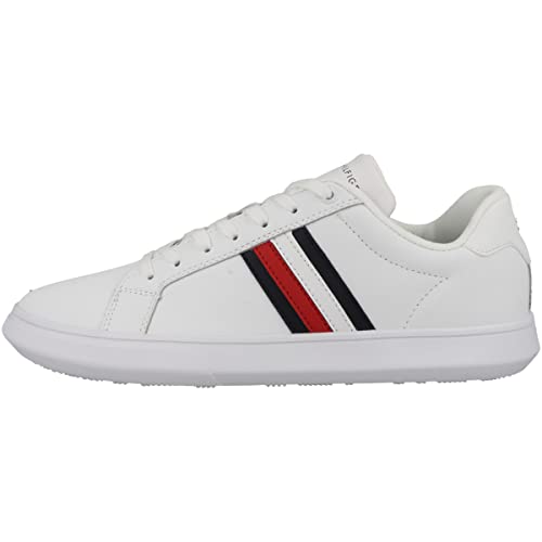 Tommy Hilfiger Sneaker Hombre Corporate Cup Leather Stripes, Blanco (White), 40 Eu