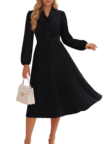GRACE KARIN Elegant A Line Flowy Dress for Women Wedding Guest Semi Formal Dresses Black