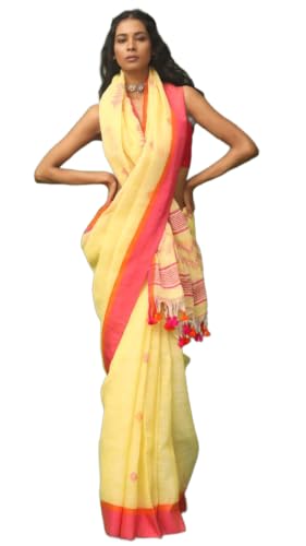 Image of SWORNOF Women's Pure Silk Saree With Blouse Piece