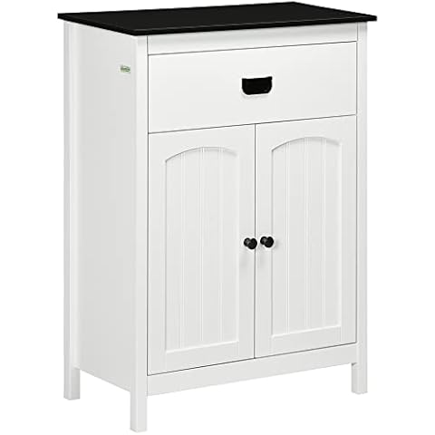 Kleankin Armario Auxiliar de Baño con Cajón y 2 Puertas Cover