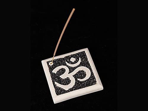 Incensário Indiano Símbolo Om com Pedras (10cm)