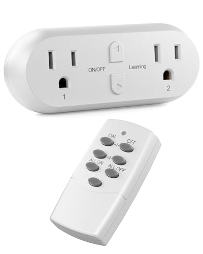 HBN Wireless Remote Control Outlet with 2 Switches