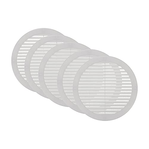 Vent Systems Cubierta de ventilación blanca de 200 mm, paquete de 5, rejilla de ventilación redonda, cubierta de rejilla, pantalla de insectos integrada, ventilación HVAC para baño, oficina en casa