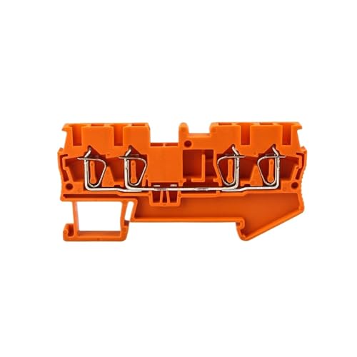 Bloques de terminales ST-2.5 para riel DIN con conector de resorte de 4 conductores en color naranja