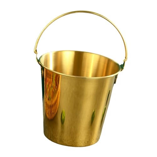 YWJLQH Ice Bucket Metal Ice Pail French Fries Container Metal Beverage Tub Beverage Chilling Ice Containers for Parties Home Buffet, Gold