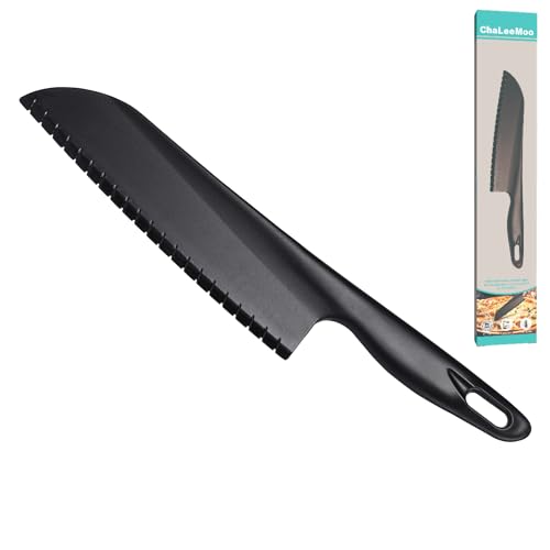 Comparison: Best Knife For Cutting Cheesecake 6 ChaLeeMoo 11" Nylon Knife for Nonstick Pans, Plastic Serrated Kitchen Cutter to Cut Cake Brownie Pie Lasagna or Various Veggies and Fruits, Non-Metal Salad or Lettuce Knife, Black