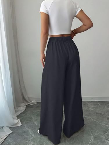 Image of Aahwan Solid High Waist Straight Korean Loose Pleated Wide Leg Trouser for Women's & Girl's