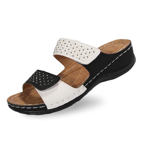 Pantoufles strass femme confortables avec talon compensé pour l'été