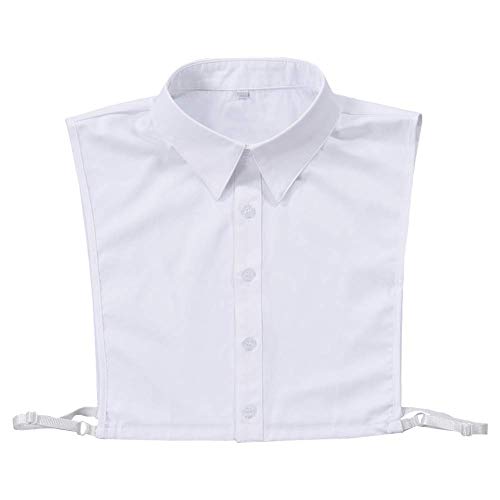 Joyci Men's Fashion OL False Collar Solid Color Lapel Half Shirt Fake Collar (B White)