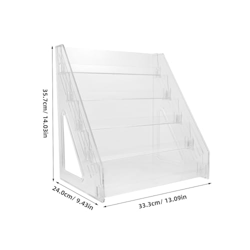 Expositor acrílico transparente de 5 niveles Amosfun porta folletos compacto 3