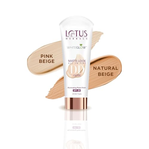 Lotus Herbals Whiteglow Matte Look All In One DD Cream - Natural Beige | SPF 20 | All Skin Types | 30g