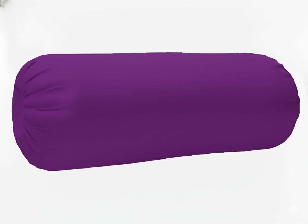 Deevine Craft Microfibre Round Bolster Pillow | Light Soft & Fluffy for Neck & Back Support | Washable Breathable Durable | Set of 1 | Big Round 14x30 Inch | for Bed Sofa Diwan (Purple)-image-21
