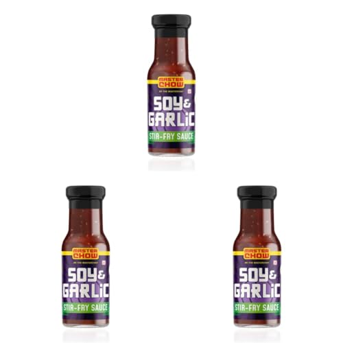 Image of MasterChow Soy & Garlic Stir-Fry Cooking Sauce 220gms | Healthy, Low Calorie - only 40Kcal Per Serve | Non-Spicy Taste | With Real Oyster Sauce | Serves 4-5 Meals (Pack of 3)
