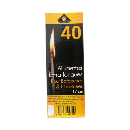 Pyro Feu Fosforos Extra-Largos 17cm; Caja de 40 Uds Extralargos, Madera, 17 cm
